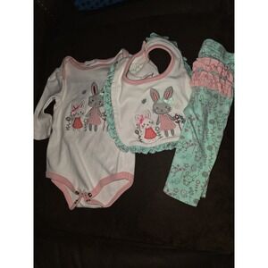 Starting out spring Easter bunny onsie leggings bib outfit size 6 months